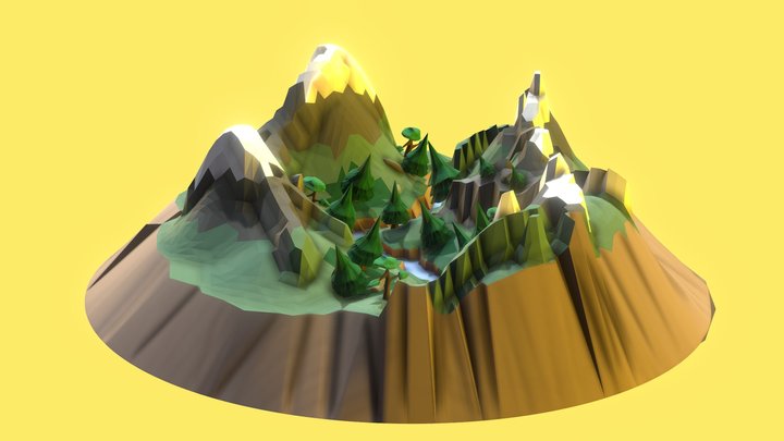 Forestry mountains low poly 3D Model