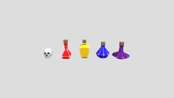 Potions & Skull | Free Low Poly Assets 3D Model
