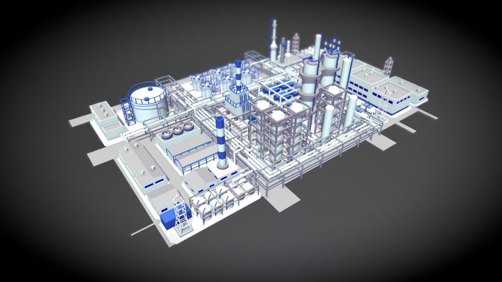 Oil Refinery 3D Model