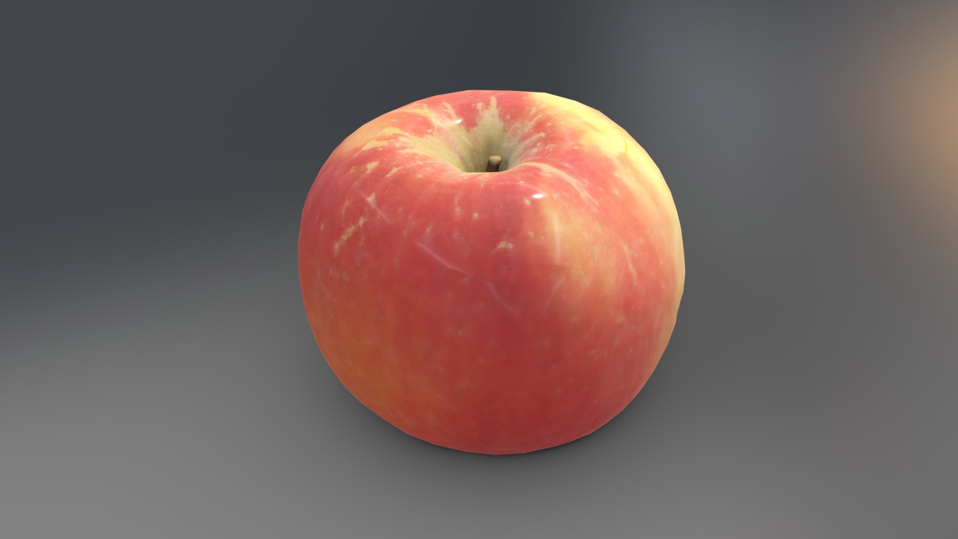 3D model Mini Apple - This is a 3D model of the Mini Apple. The 3D model is about a red apple on a black surface.
