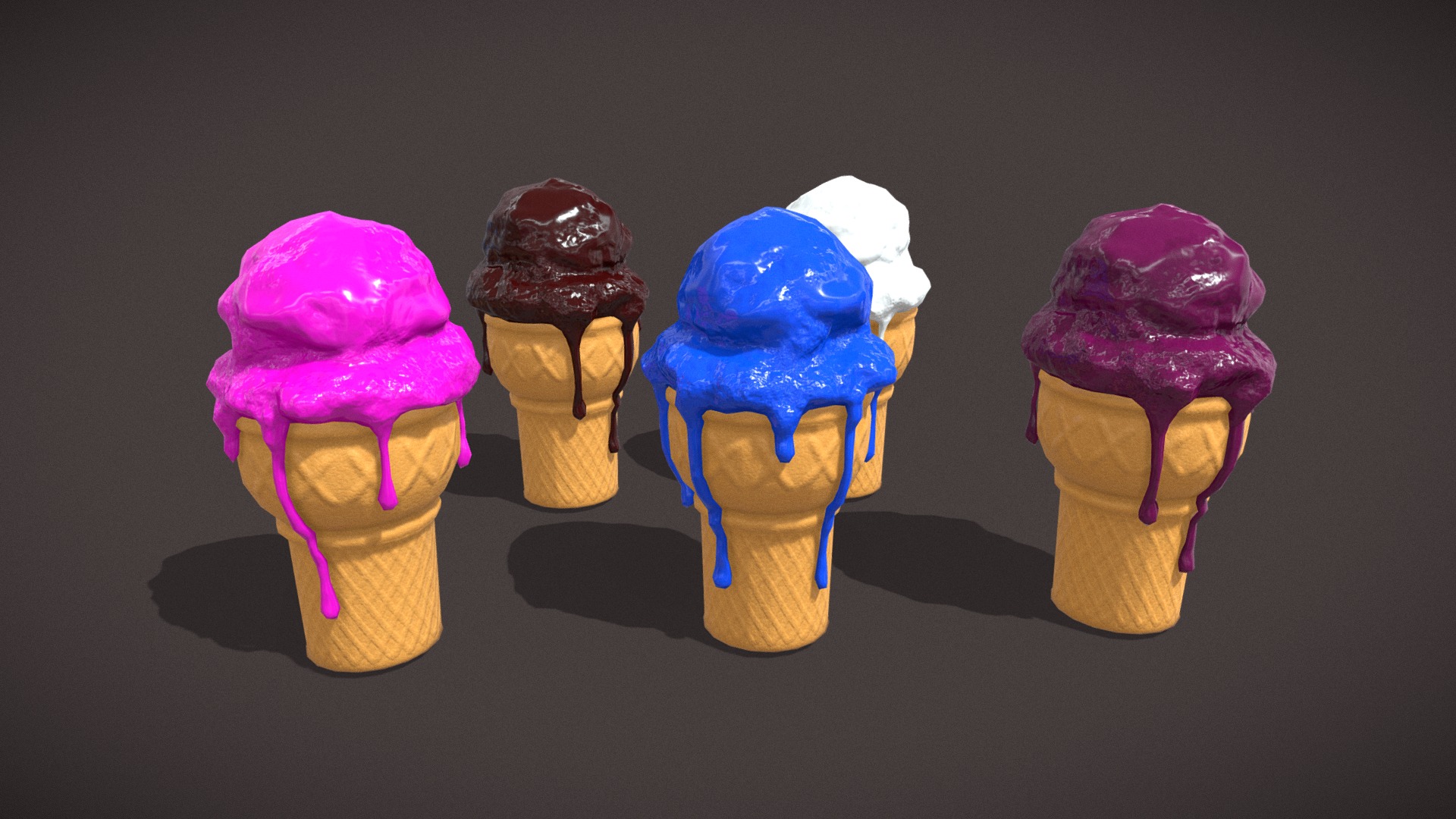 3D model Ice Cream Cone - This is a 3D model of the Ice Cream Cone. The 3D model is about a group of ice cream cones.