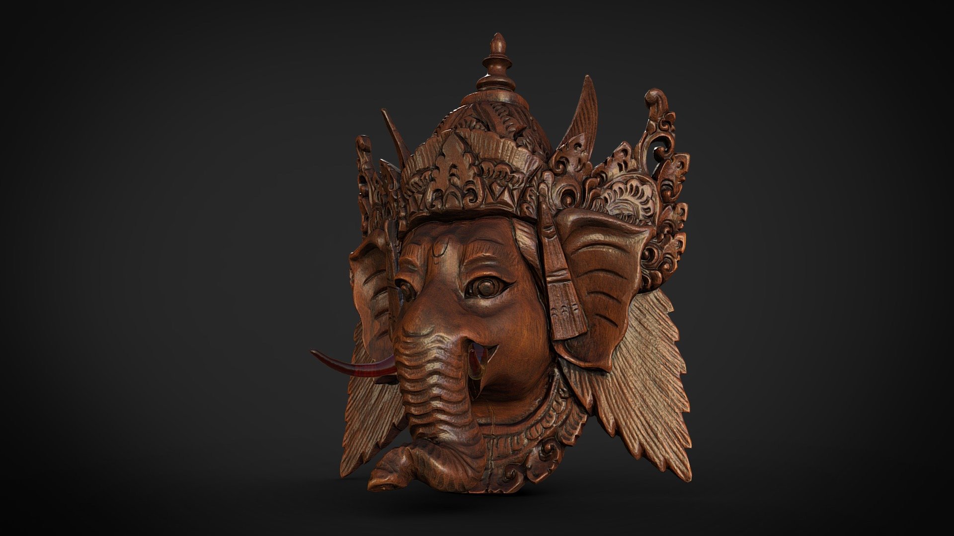 Ganesha wooden mask - Download Free 3D model by Rigsters (@rigsters)  [2beef44]