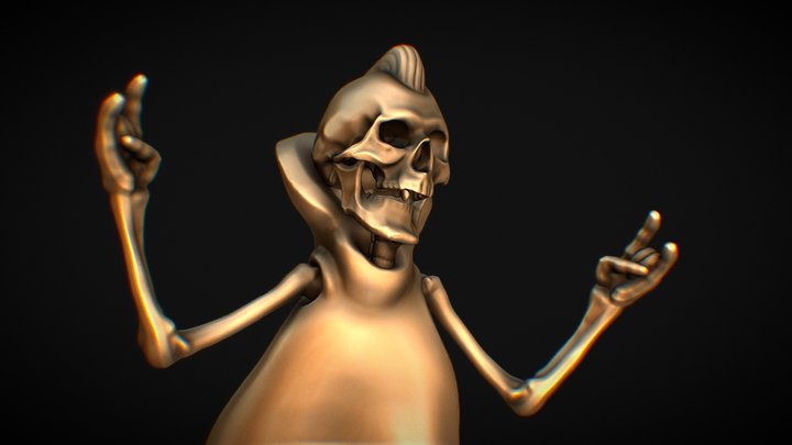 Rockabilly ghost Skull ready to Print 3D Model