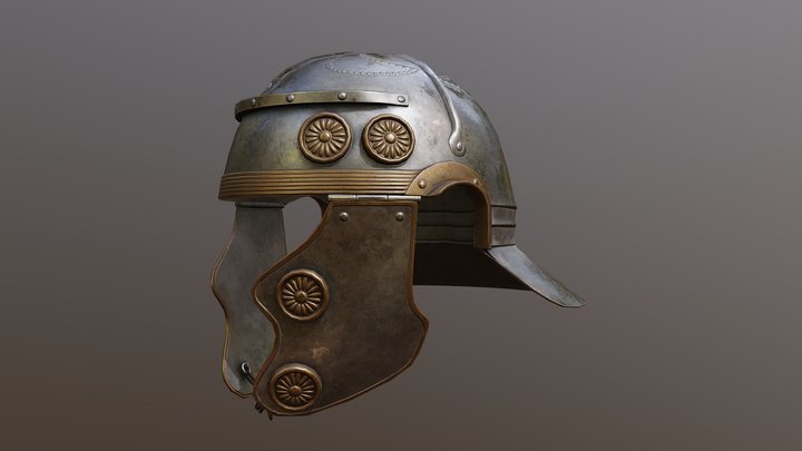 Ancient Legionary Roman Helmet Galea 3D Model
