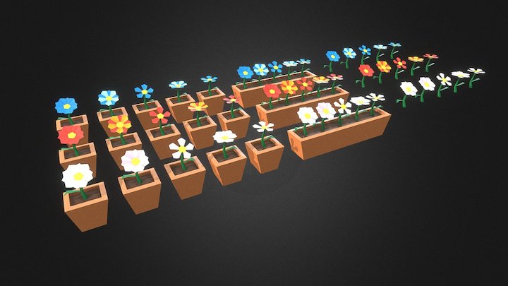 Flors amb test i silvestres 3D Model