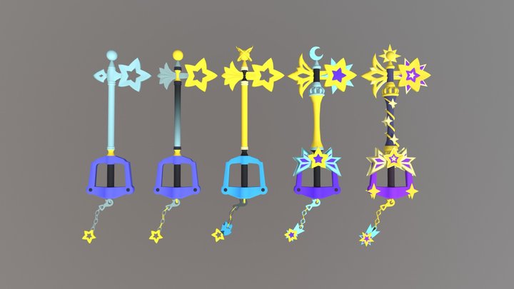 All versions of Starlight Keyblade 3D Model