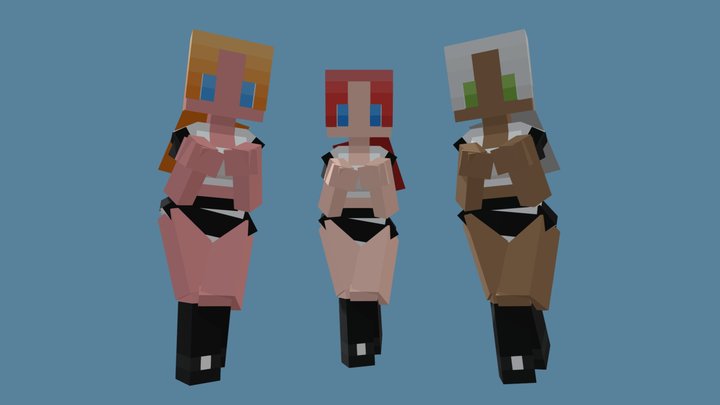 Female Minecraft Base Model 3D Model