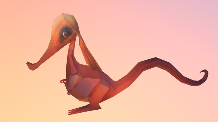 Red baby dragon 3D Model