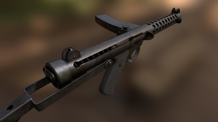 Sterling Submachine Gun 3D Model