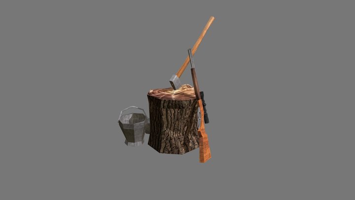 Forest Loner - 3 Simple props 3D Model