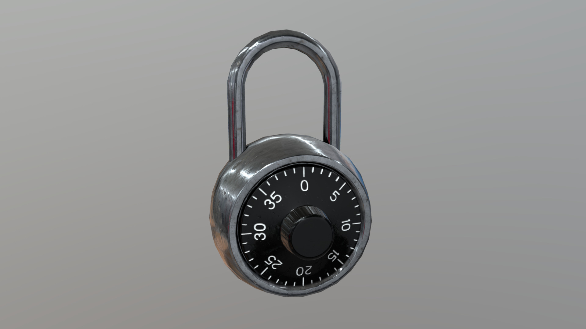 3D model Padlock - This is a 3D model of the Padlock. The 3D model is about a silver watch with a black face.