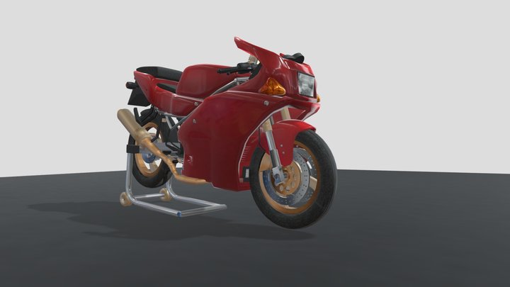 Ducati 888(1991) with Paddock 3D Model