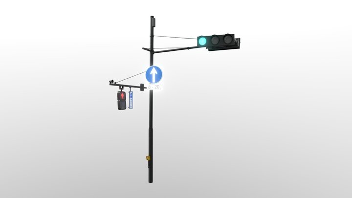 Japanese Traffic & Pedestrian Light 3D Model