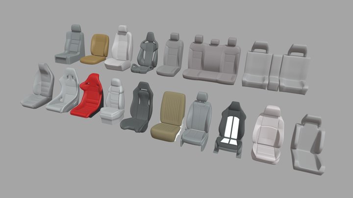 Mega Car Seat Pack 3D Model