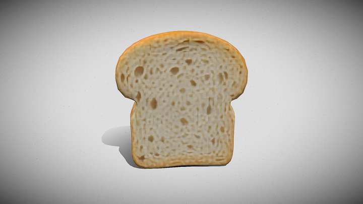 Wheat Bread Slice 3D Model