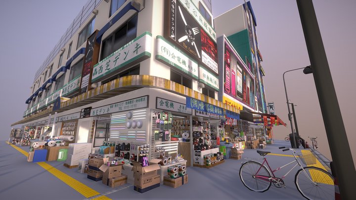 Japanese Streetscape Akihabara 0001 3D Model