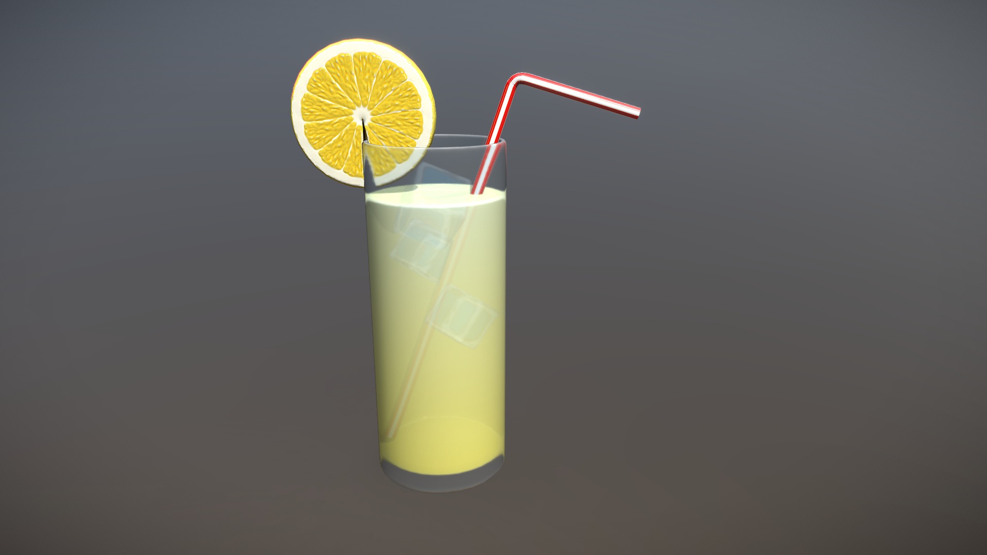 3D model Lemonade - This is a 3D model of the Lemonade. The 3D model is about a glass with a drink and a lemon slice on top.