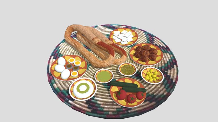 Palestinian breakfast - Jerusalem food 3D Model
