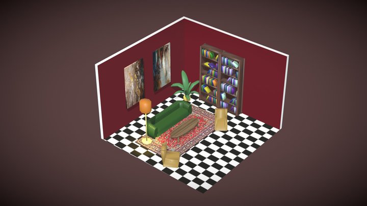 Vintage Luxury Living room cubicle 3D Model