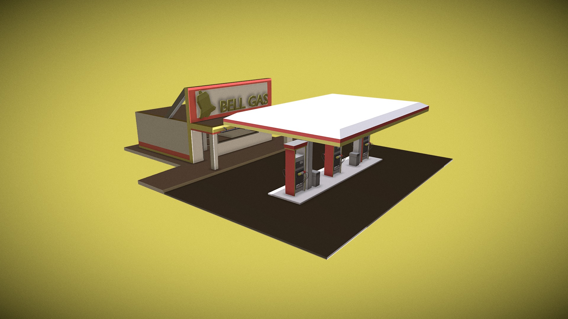 3D model Gas Station (Low Poly) - This is a 3D model of the Gas Station (Low Poly). The 3D model is about a small model of a house.