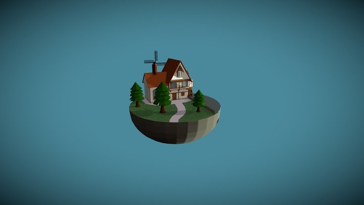 Windmill Diorama 3D Model