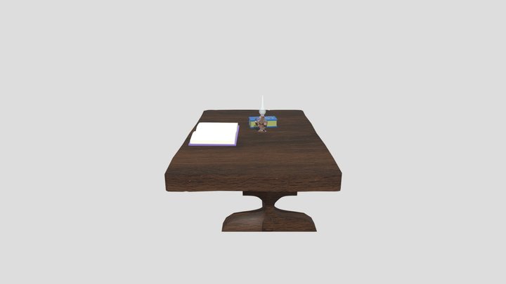 Table with books and lamp 3D Model