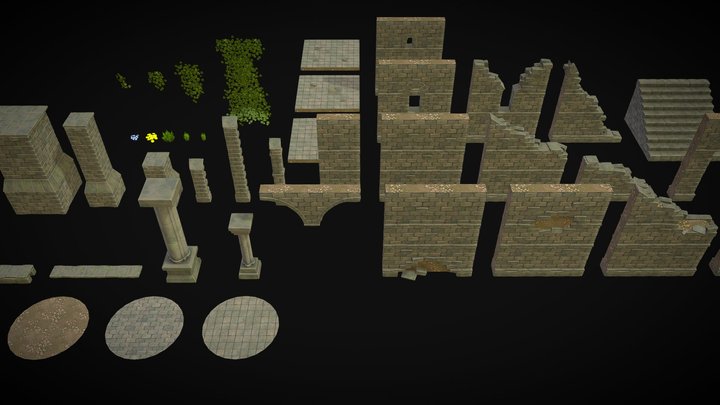 City Ruins - Modular Assets Kit 3D Model