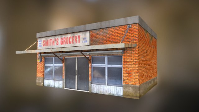 Old American Storefront 3D Model