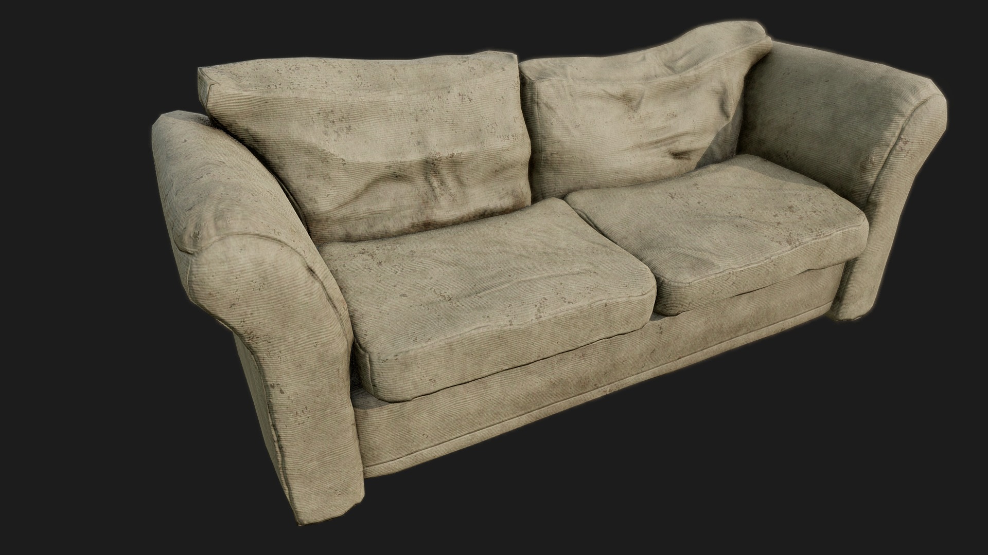 3D model Old Dirty Couch PBR - This is a 3D model of the Old Dirty Couch PBR. The 3D model is about a group of folded towels.