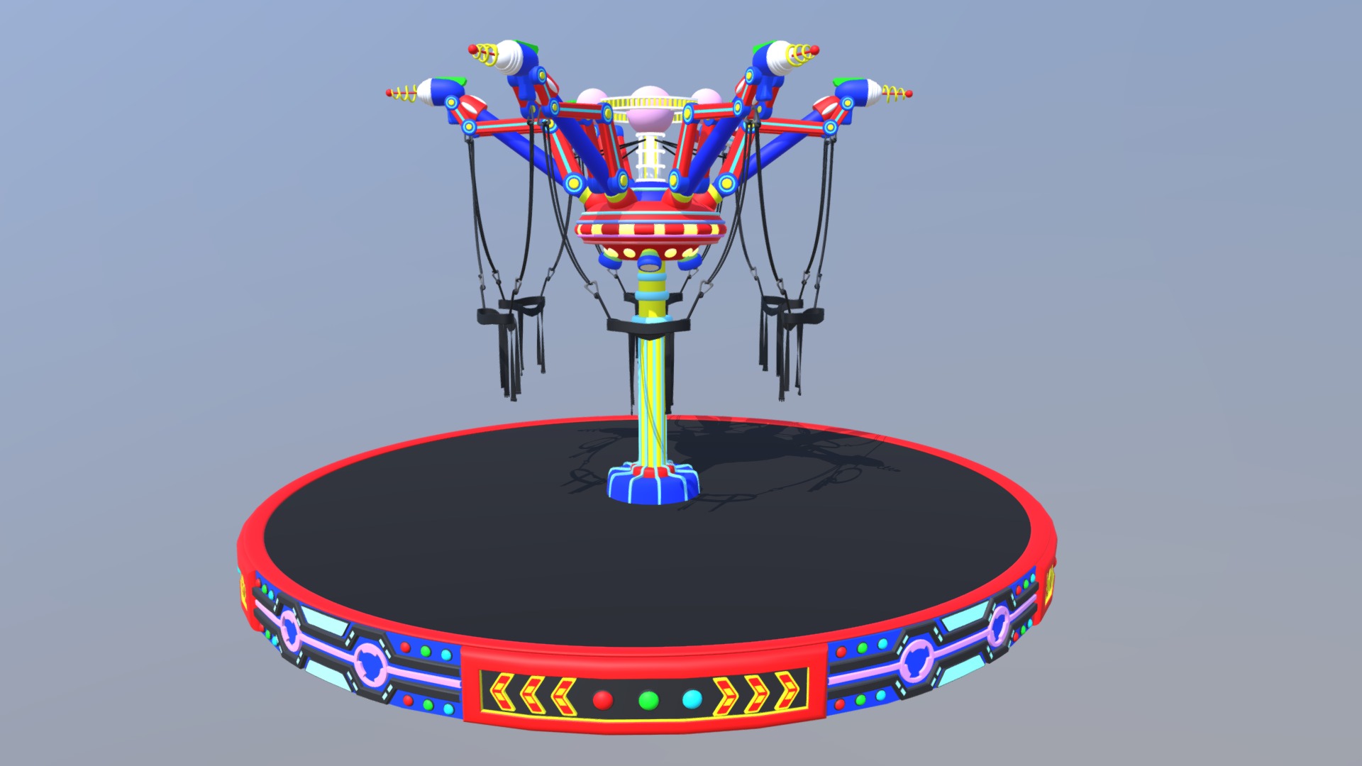 3D model trampoline - This is a 3D model of the trampoline. The 3D model is about a colorful robot on a stand.