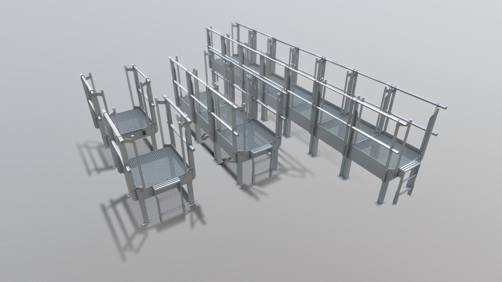 3D model Industrial Metal Podium With Ladder (Low-Poly) - This is a 3D model of the Industrial Metal Podium With Ladder (Low-Poly). The 3D model is about a group of chairs.