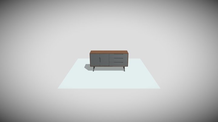 Console-dark-oak-and-grey 3D Model