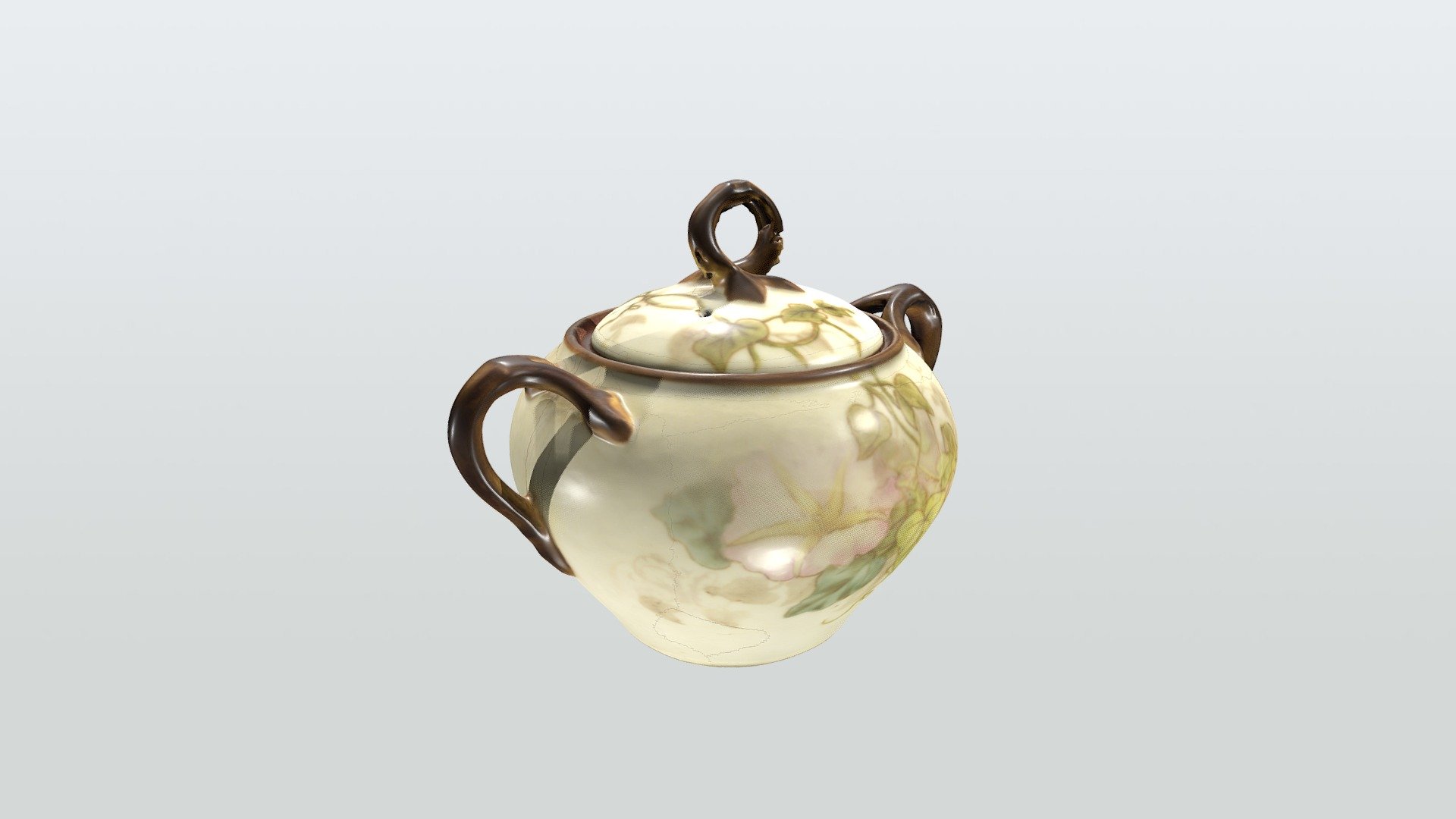 Caroline Scott Harrison Hand-Painted Sugar Bowl — Sketchfab embed 3D viewer