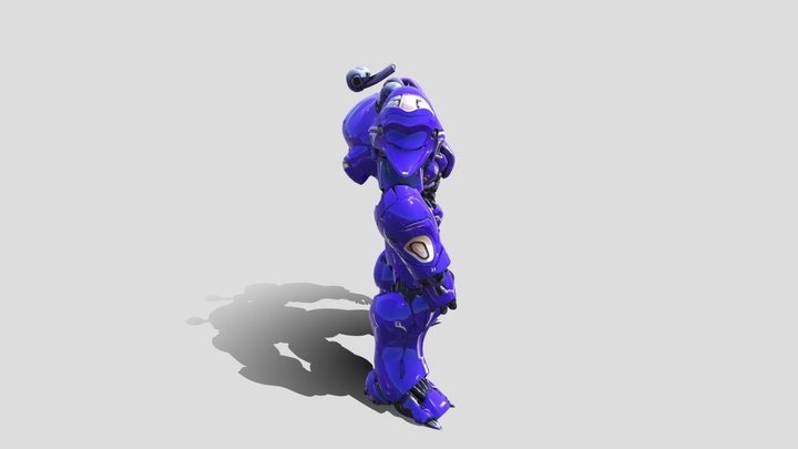 Purple Sci fi Robot Casper 0x 3D Model