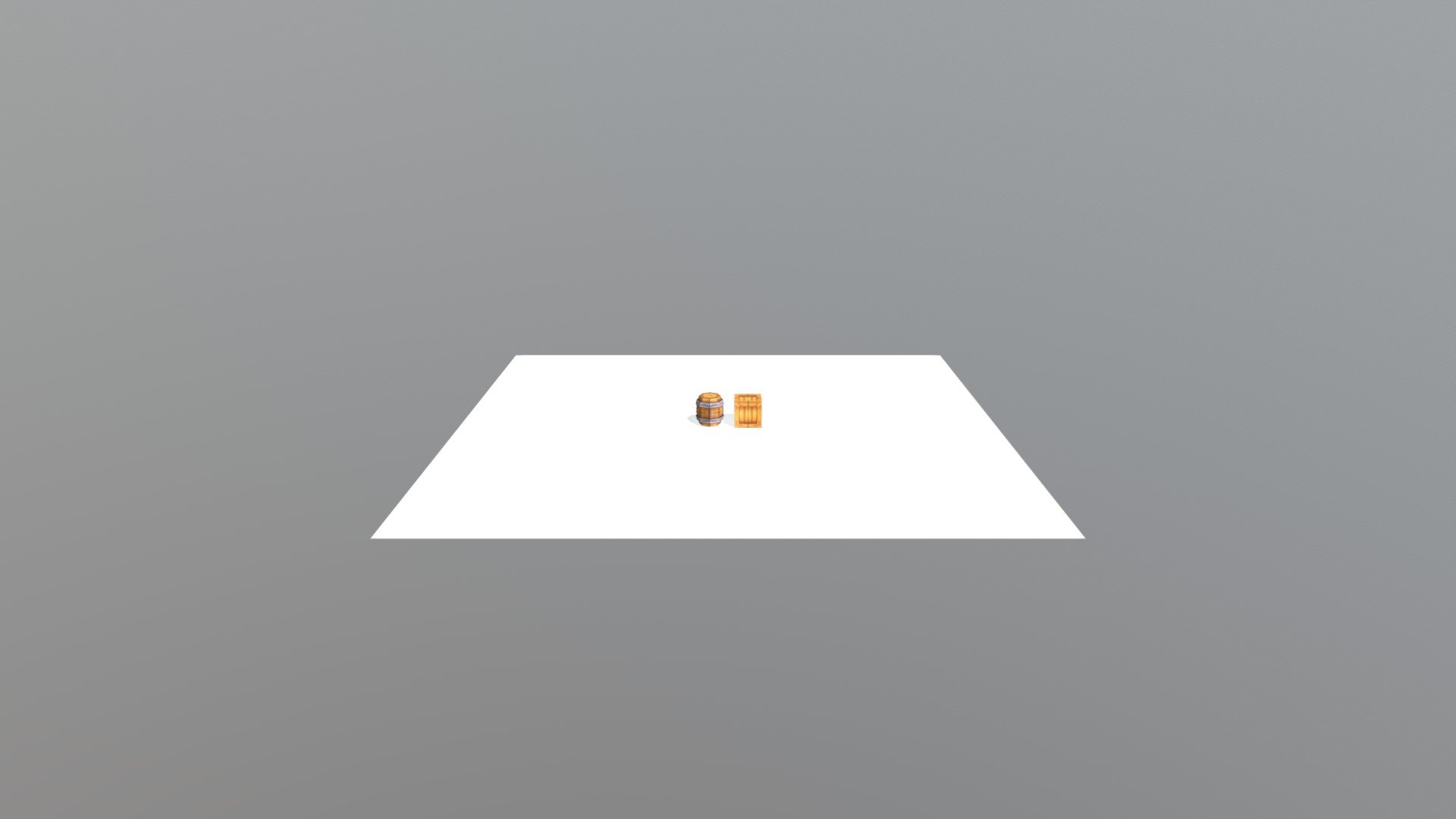 3d Low Poly Barrel & Box