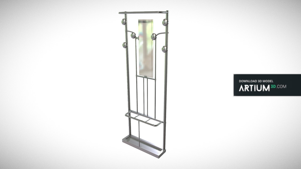 3D model Clothes rack – Art Deco 1930 - This is a 3D model of the Clothes rack – Art Deco 1930. The 3D model is about a metal frame with a metal frame.