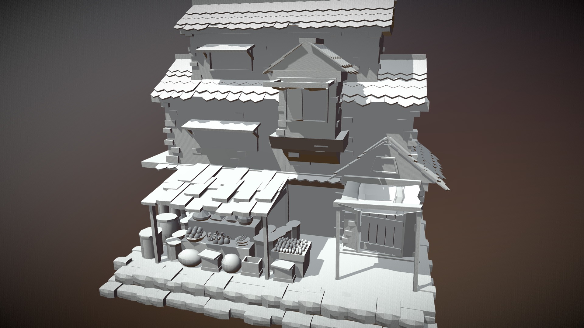3D model Medieval House With Shop - This is a 3D model of the Medieval House With Shop. The 3D model is about a model of a house.