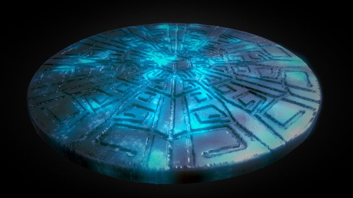 Aztec glowing coin 3D Model