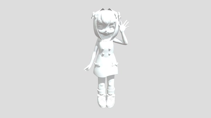 Girl Waving hand 3D Model