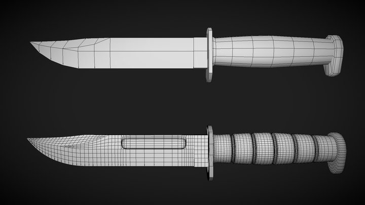 Knife Wireframe 3D Model