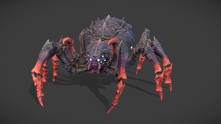 PBR Jumping Spider Monster 3D Model