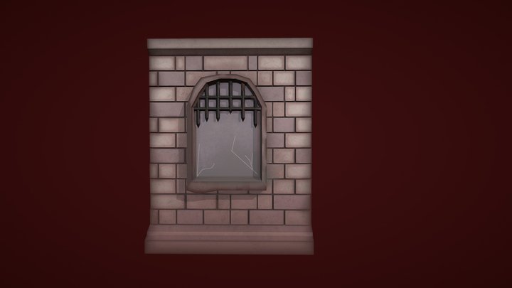 Dungeon wall with window 3D Model