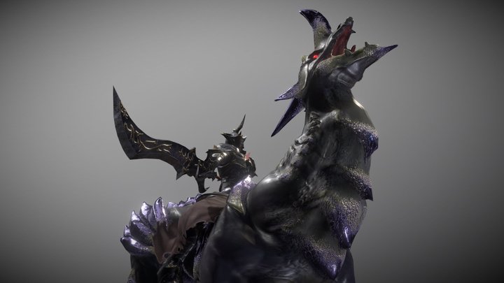Dark knight and Dragon horse 3D Model