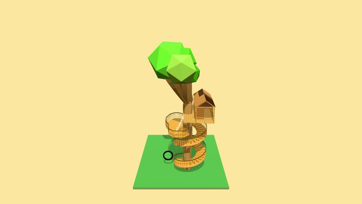 Low Poly Treehouse 3D Model