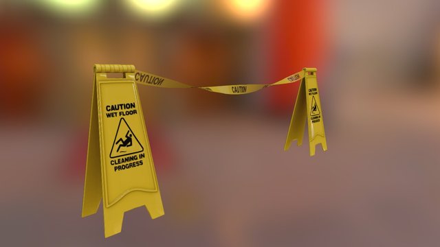 Wet Floor Sign 3D Model