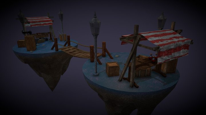 Market stall diorama 3D Model