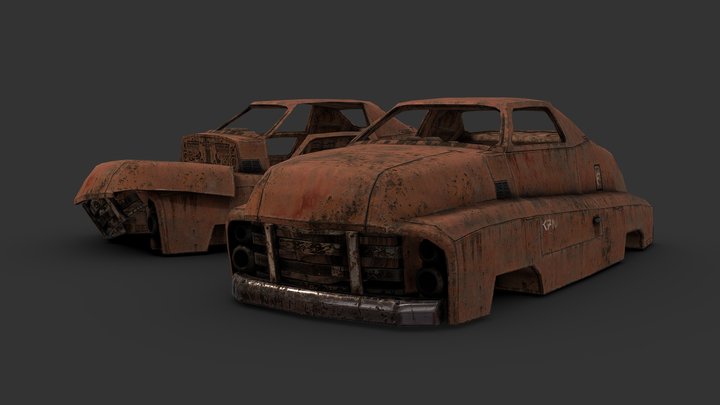 Derelict Dieselpunk Car – Gratis 3D-model STL
