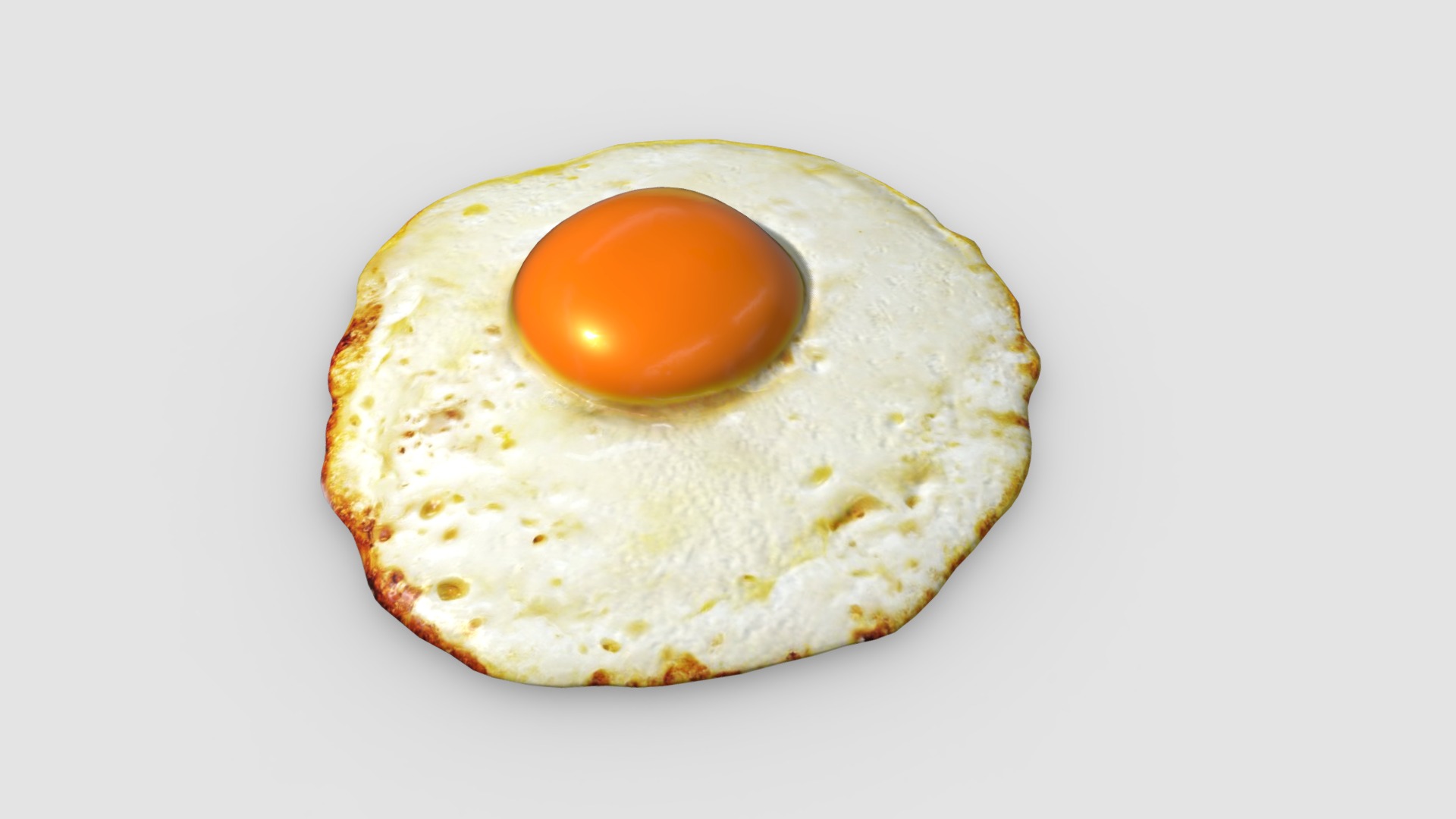 3D model Fried egg - This is a 3D model of the Fried egg. The 3D model is about a fried egg on a white surface.