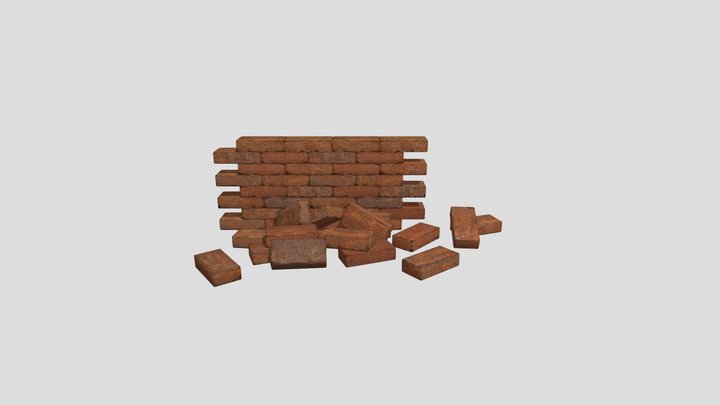Red Brick Set 01 3D Model