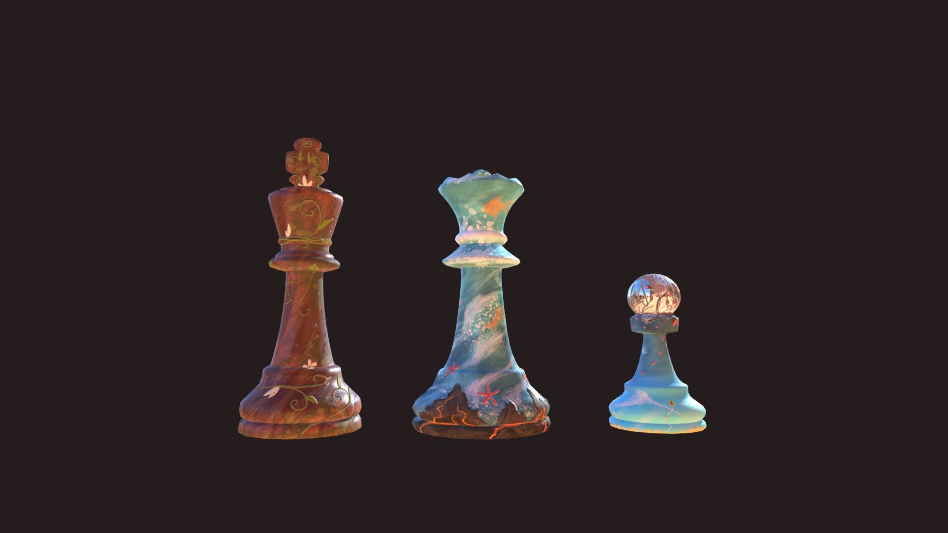 Textured Chess Pieces